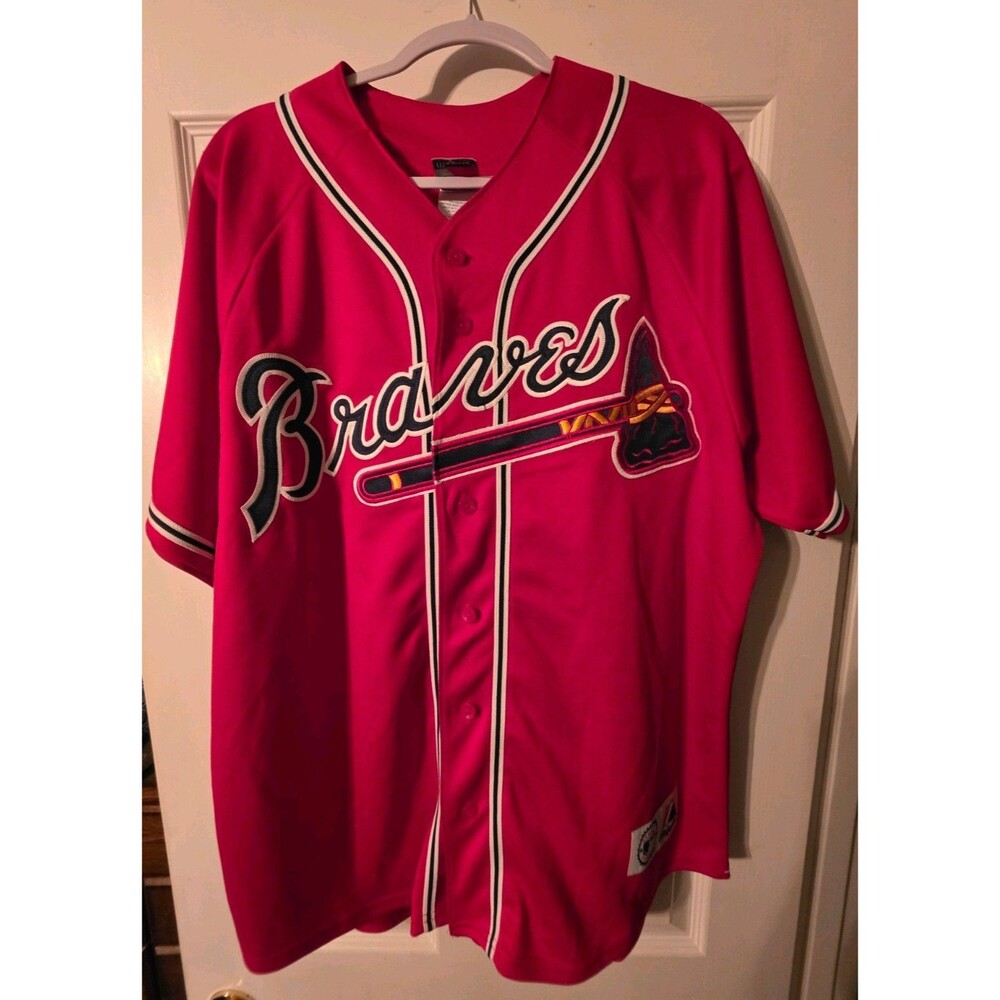 Atlanta Braves Chipper Jones #10 Red Alternate Jersey Majestic XL Used No Stain